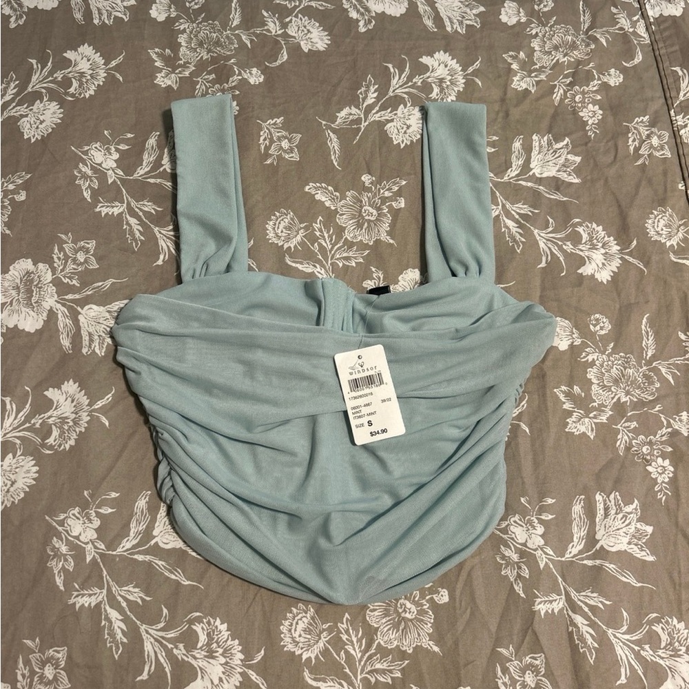 Women’s Mint Ruched Crop Tank Top